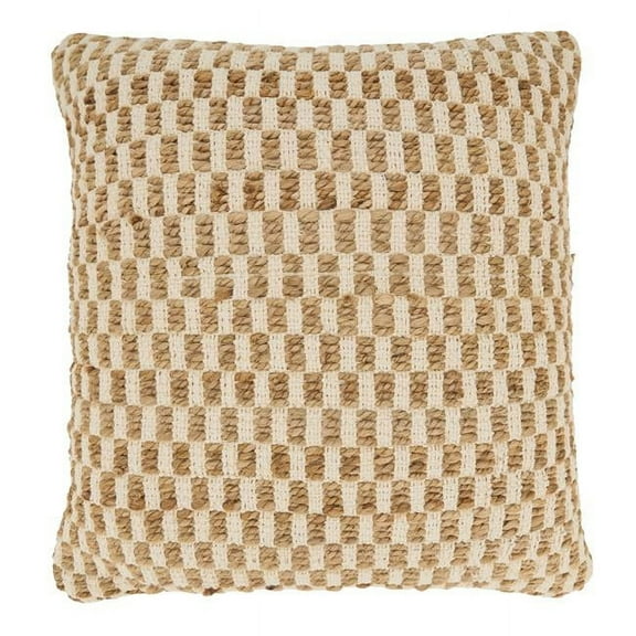 Saro Lifestyle Artisanal Jute and Cotton Woven Throw Pillow Cover