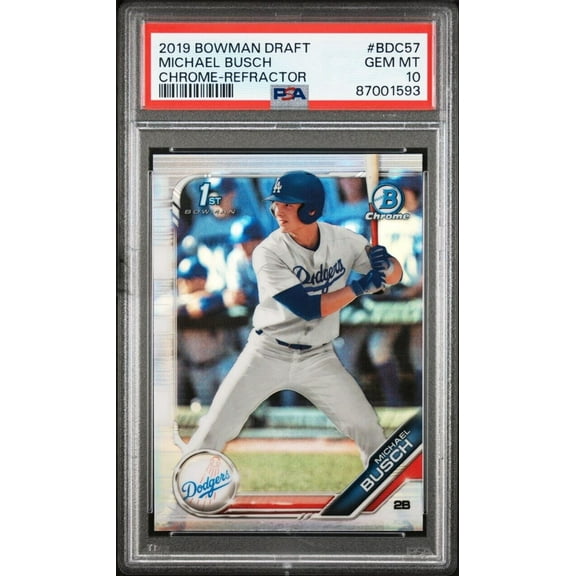 Graded 2019 Topps Bowman Draft Michael Busch #BDC57 Chrome Refractor Rookie RC Baseball Card PSA 10 Gem Mint