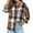 Brown, variant on FDGIU Women's Plaid Flannel Shacket Jacket - Cozy Lapel Button-Down Shirt Coat, Fall Winter Fuzzy Trench Oversized Outerwear