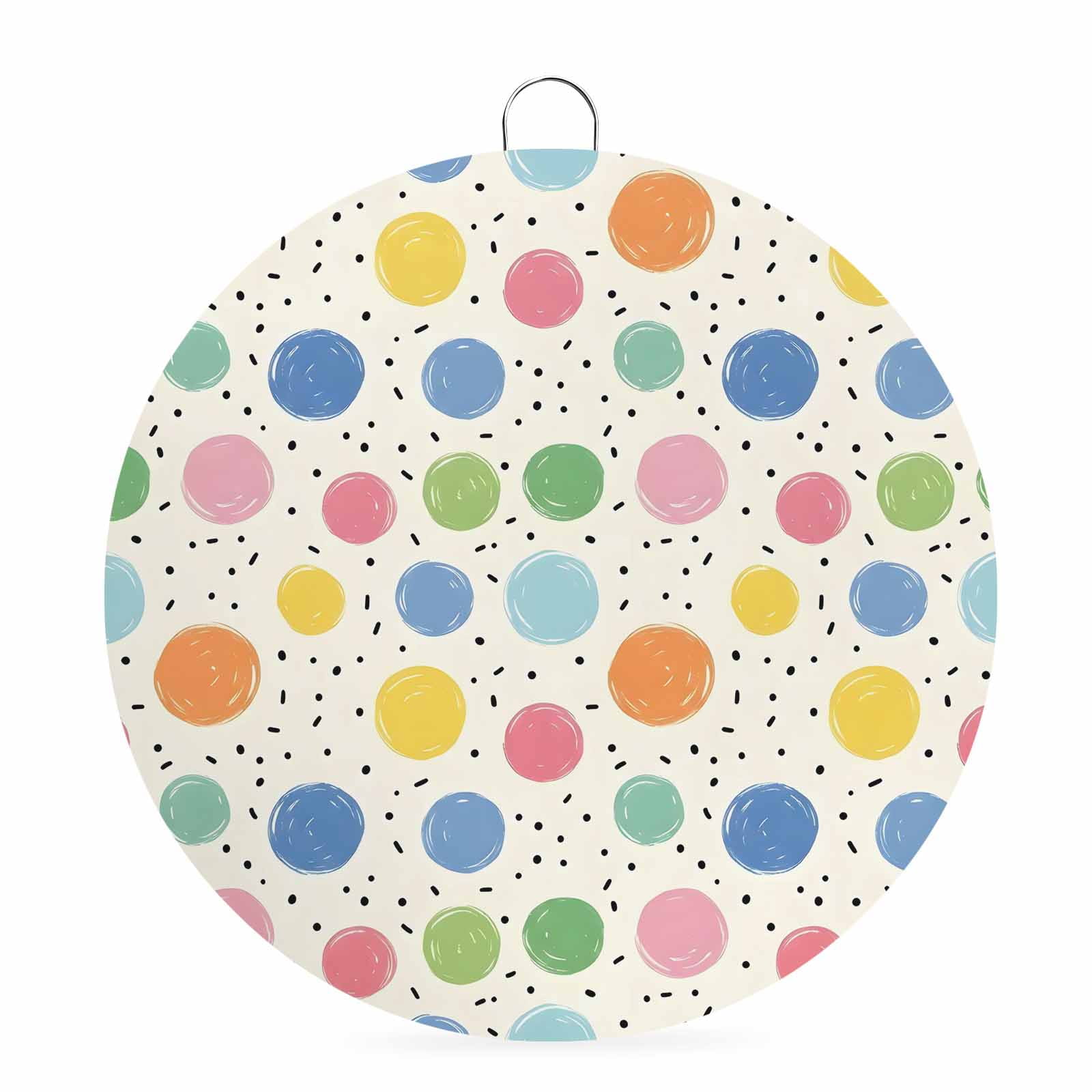 Round Welcome Sign for Front Door Watercolor Dots Hanging Metal Farmhouse Wall Decor for Porch Entryway Colorful Polka Dot Abstract Sprinkles Decoration for Holiday Housewarming Gift 8 in