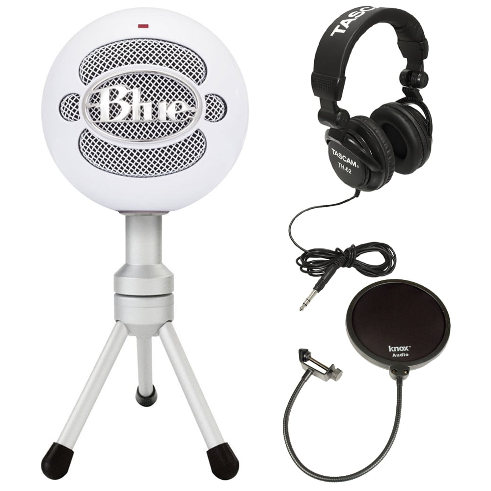 Blue Microphones Snowball Ice Mic w/ Knox Pop Filter & Headphones