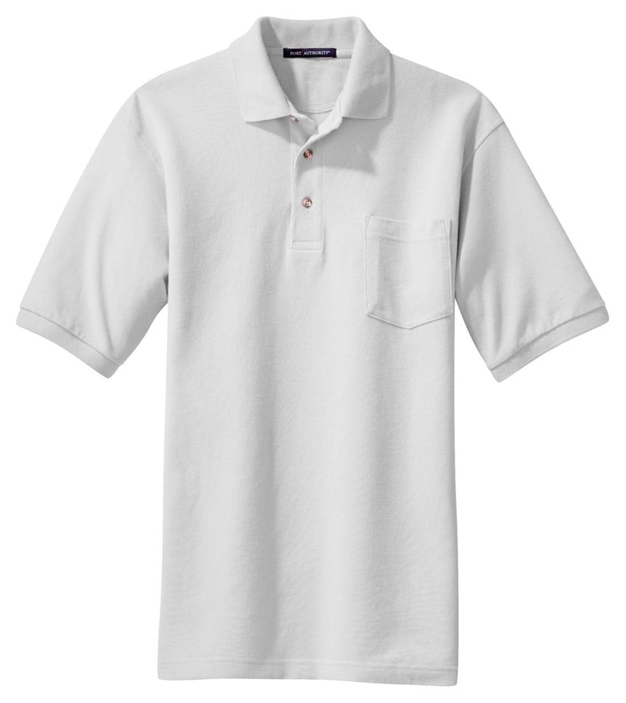 Port Authority K420P Men's Pocket Polo Shirt White 6XLarge