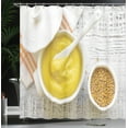 thumbnail image 3 of Ambesonne Mustard Shower Curtain, Sauce in a Bowl Spoon Photo, 69"Wx84"L, Mustard Off White and Orange, 3 of 4