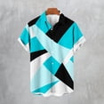 thumbnail image 1 of Qertyioot Big and Tall Men's Spring Short Sleeve Loose Round Neck Geometric Unlocated Printed Shirt, 1 of 4