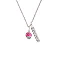 thumbnail image 2 of Delight Jewelry Silvertone Hot Pink Giraffe Print Spinner Silvertone Mother Daughter Bar Charm Necklace, 23", 2 of 4