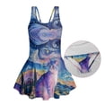 thumbnail image 5 of FUIALDOLG Little Girl One Pieces Swimwear Starry Sky Cat Swimsuit with Skirt Little Kids Modest Swim Dress Quick Drying Bathing Suit Beach Vacation Outfits,6-7Y, 5 of 7