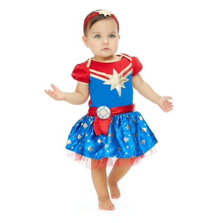Marvel Captain Marvel Baby Girls Costume Short Sleeve Dress Superhero 6-9
