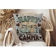 thumbnail image 2 of Happy Camping Throw Pillow Covers 18x18 Set of 4, Camper Linen Cushion Covers for Sofa, Rustic Farmhouse Pillow Covers Camper Best Gifts for RV Owners, RV Gifts Vintage Wooden Cushion Cases, 2 of 6