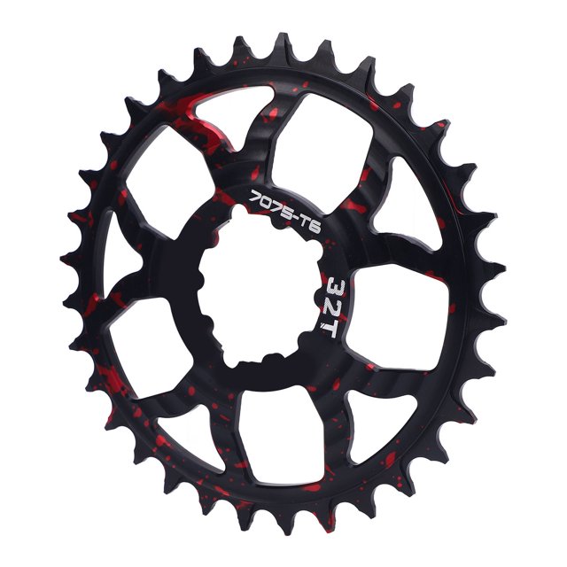 Bike Chainring,Aluminium Alloy Hollow Single 32T Round Chainwheel Positive and Negative Tooth Disc Chainring