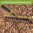 thumbnail image 4 of IHOMEPARK Heavy Duty 14 Tines Metal Bow Rake for Lawn, Hard Landscape Cultivator, 60" Garden Rake with Adjustable Steel Handle, 4 of 6