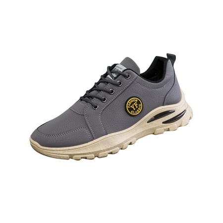 

Eloshman Mens Sneakers Chunky Athletic Sneaker Round Toe Casual Shoes Running Slip Resistant Lace Up Trainers Non-slip Walking Shoe Gray 7