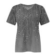 thumbnail image 4 of Gray Plus Size Tops Plus Size V Neck T Shirts Short Sleeve Tops Casual Summer Tshirts Loose Fit Tee Womens Shirts, 4 of 4