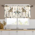thumbnail image 4 of Haosy 2 Panels Rod Pocket Tier Curtains 57 x 36 Light Filtering Privacy Semi Sheer for Kitchen Bathroom, Cactus Cowboy Horse, 4 of 9