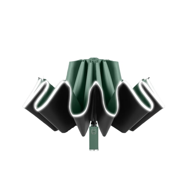 Soidarity Paraguas de mujer impermeable 3 pliegues portátil al aire libre sol lluvia vinilo reflectante sombrilla 10 costillas protector solar Personal carpas Verde Soidarity OD029055-08