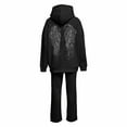 thumbnail image 5 of JHHLSF Women's Outfit Sets Hoodies Rhinestone Angel Wings Pullover Unisex Adult Long Sleeve Sweatshirt Sweatpants with Drawstring Pocket Black,3XL, 5 of 7