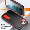 thumbnail image 4 of Stand Case for iPhone 15 with Metal Kickstand Hard PC & TPU Back Shockproof [Military Grade Protection] Heavy Duty Rugged Hybird Protective Cover for iPhone 15, Black+Orange, 4 of 8