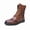Brown, variant on Men's Mid-Calf Leather Boots with Chain Strap - Punk Style Brogue Detailing, Lace-Up Strap Dress Ankle Boots, Black/Brown