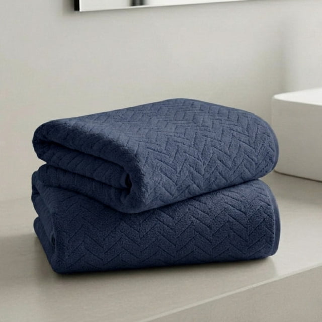 Pack de 2 Toallas de Microfibra Grandes (140x70 cm) Extra Suaves y de Secado Rápido para Baño, Alberca, Gimnasio y Viaje, Mod. Marino