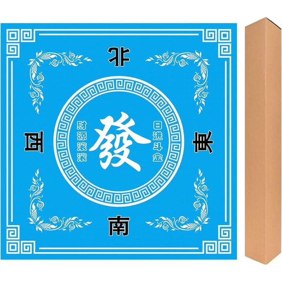 Mahjong Mat, 31.5 in x 31.5 in Mahjong Table Mat, Anti Slip and Noise Reduction Table Cover for Poker Card Board Tile Game and Dominoes(Blue)