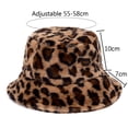 thumbnail image 2 of Sombreros de cubo esponjosos de piel sintética de leopardo de vaca para mujer, sombrero de sol cálido para exteriores, gorra de pescador peluda de terciopelo suave, moda de Panamá para niña, Invierno, 2 of 5