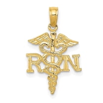 Auriga Fine Jewelry 14K Yellow Gold Polished R.N. Medical Pendant for Women (L- 25 mm, W- 12 mm)