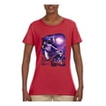 thumbnail image 2 of Fantasy Wolf Howling at The Full Moon Animal Lover Womens Graphic T-Shirt, Red, Medium, 2 of 3