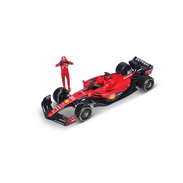 Coche fundido a presión Bburago Ferrari SF-23 2023 1:24 con figura Leclerc