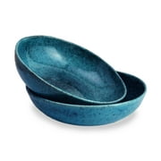 roro Ceramic Stoneware Hand-Molded Speckled Spotted Bowl x 2, Coral Beach Blue