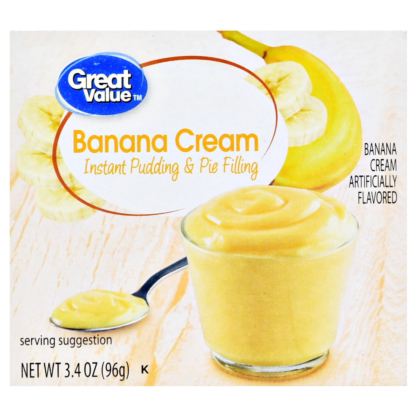 Great Value Banana Cream Instant Pudding & Pie Filling, 3.4 oz