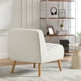 thumbnail image 5 of Oufan Modern Chair, Chenille Accent Chair with Rubber Wood Legs, Comfy Upholstered Side Chair, Reading Armlesschair for Living Room, Bedroom, White, 5 of 9