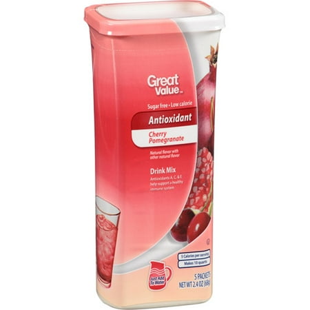 Great Value Antioxidant Cherry Pomegranate Drink Mix, 5 count, 2.4 oz