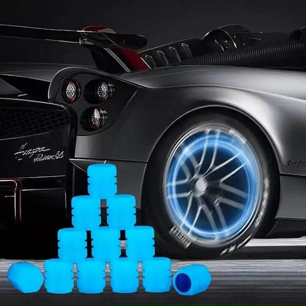 Xihbxyly Tapones de Válvula Luminosos para Neumáticos de Coche, con Efecto de Luz Intermitente Nocturna, de Goma Abs Duradera, Universales para Coches, Motocicletas y Bicicletas, de Fácil Instalación