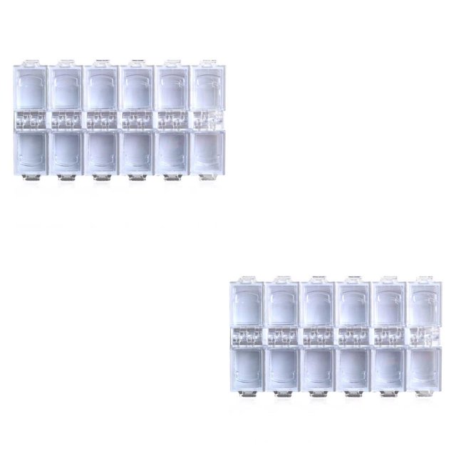 Minnieouse Gran oferta, 1 unidad, caja de almacenamiento vacía de diamantes de imitación para decoración de uñas de 12 rejillas de plástico blanco 2piezas