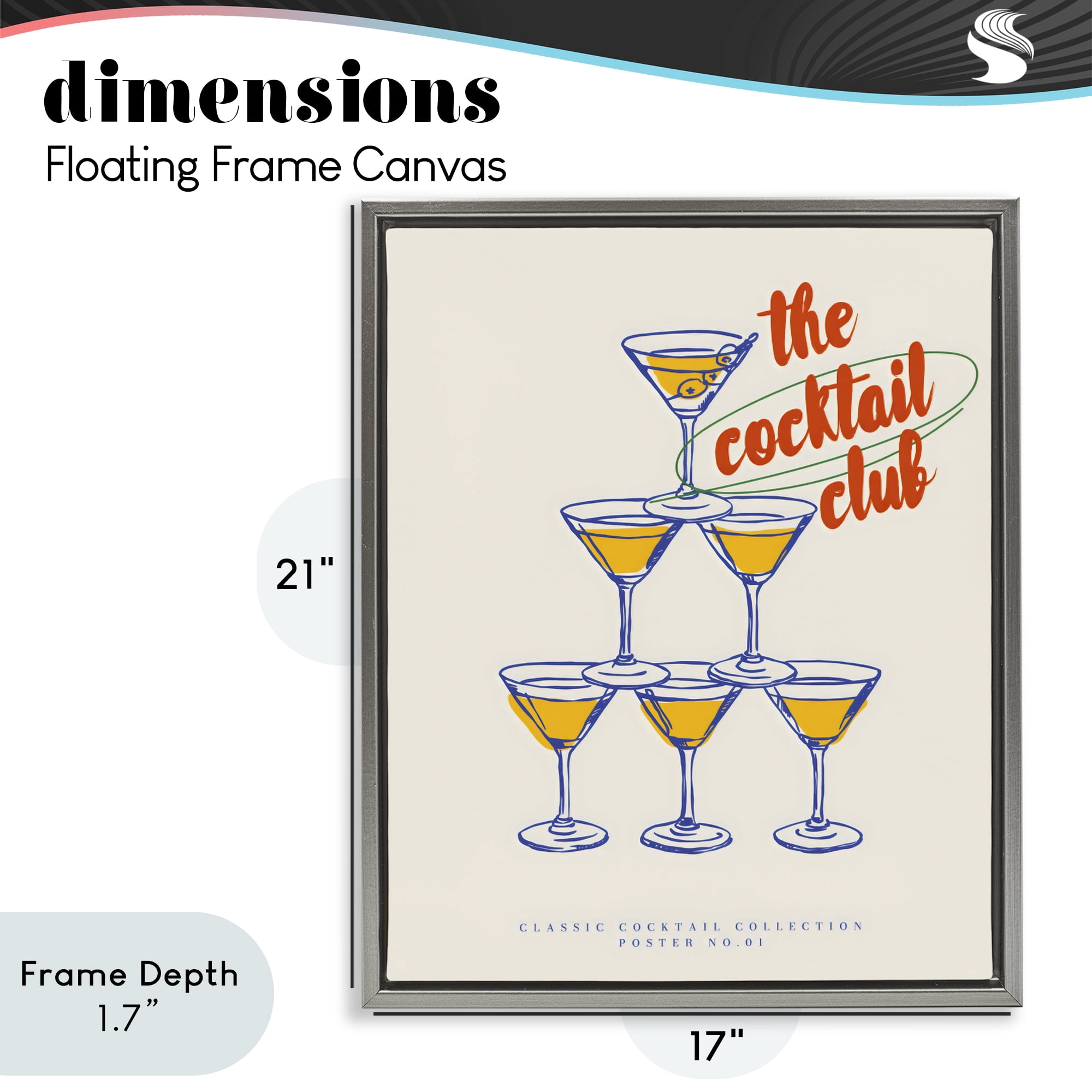 Stupell Industries Tower Toast Cocktail Club Gray Framed Floater Canvas Wall Art, design by The Prints Vibe
