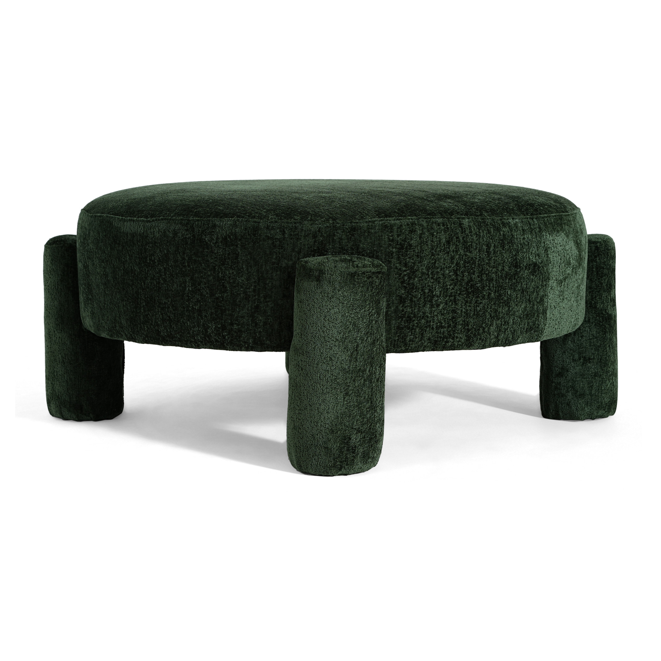Christopher Knight Home 40" Round Large Accent Ottoman, Fully Upholstered Velvet with Tube Legs, Green