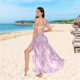thumbnail image 6 of FORMRS Womens Long Sarong Beach Wrap Semi-Sheer Bikini Skirt Bathing Swimsuit Cover Up, Pastel Pink Marble Pattern, 6 of 7
