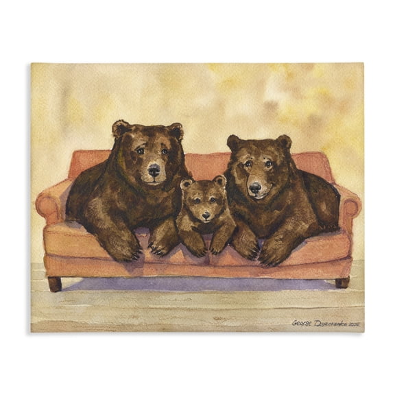 Stupell Industries Farmhouse Bear Family Trio Canvas Art, 20 x 16, by George Dyachenko