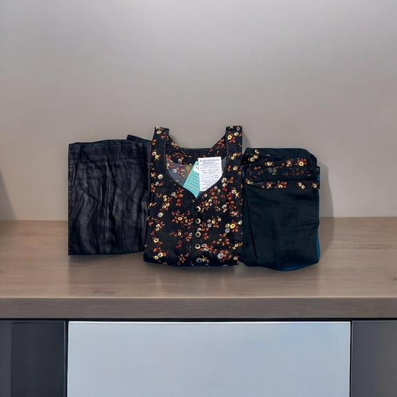 Daily Wear Traditional Linen Long Sleeve Salwar Kameez,Cultural Wear for Women 05