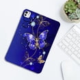 thumbnail image 2 of Back Case for iPad Pro 11" 2024 M4 5th Geneartion, Soft TPU Material, Luxury Pattern Ultra Slim Lightweight Heat Dissipation Drop Protective Tablet Case with Stylus Holder - Blue Butterfly, 2 of 7