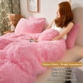 thumbnail image 3 of XeGe 3 Piece Faux Fur Comforter Cover Set King Size, Luxury Ultra Soft Fluffy Furry Bedding Set, Shaggy Plush Duvet Cover with 2 Pillow Cases, Zipper Closure, King Size, Pink, 3 of 7