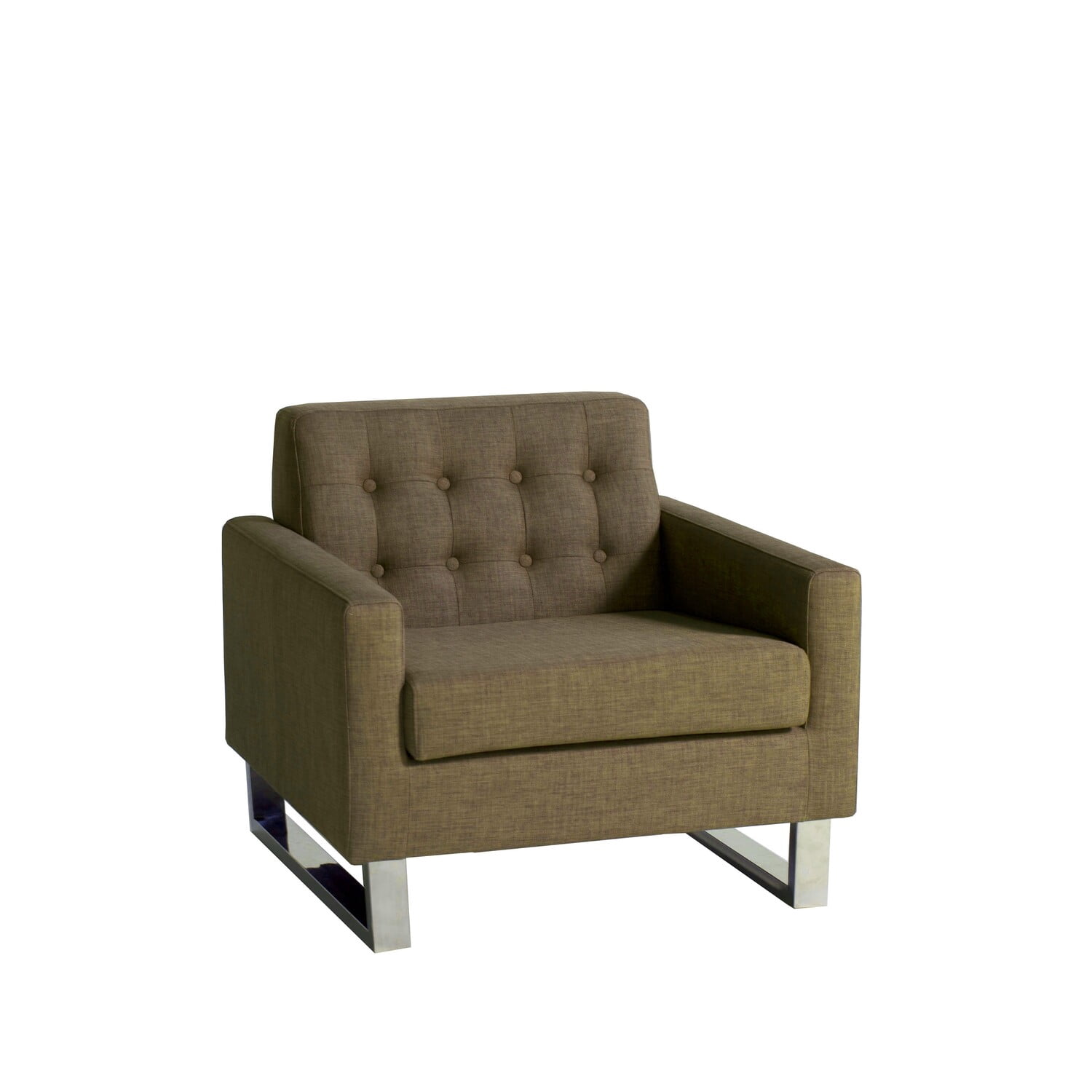 Cid Dave 27 Inch Accent Chair- Tufted Gray Velvet- Square Steel