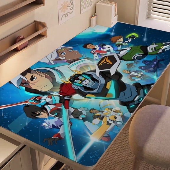Voltron-themed extra-large Non-Slip Base leather Desk Table mat—versatile for computer desks, dining tables, and more.12"x24"(30X60cm）