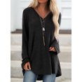 thumbnail image 4 of Honganda Women Autumn Clothes, Solid-Color V-Neck Large Size Pullover Top, 4 of 4