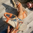 thumbnail image 5 of IUJSOY Wedge Sandals for Women Low Heel T-Strap Braided Beaded Elastic Ankle Strap Sandals, 5 of 9