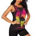 thumbnail image 2 of Balery Flamingo And Palm Trees At Sunset Camiseta sin mangas estampada ligera para mujer, tops de entrenamiento sin mangas, camisetas de yoga transpirables de secado rápido.-Large, 2 of 7