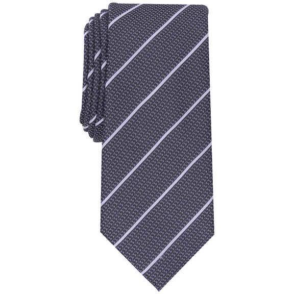 Alfani PURPLE Men's Terra Stripe Silk Blend Textured Slim Tie, O/S