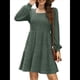 thumbnail image 2 of Vestido Estilo Babydoll Informal de Otoño con Cuello Cuadrado y Larga para Mujer. Verde L, 2 of 7