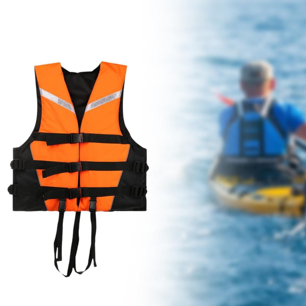 QccHieUs Life Vest with Reflective Strips Adjustable Life Jacket Paddle Vest for Swimming L