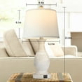 thumbnail image 3 of Partphoner Washed White Touch Control Table Lamp Set of 2, Resin Rustic Farmhouse Bedside Lamps, 3 of 8