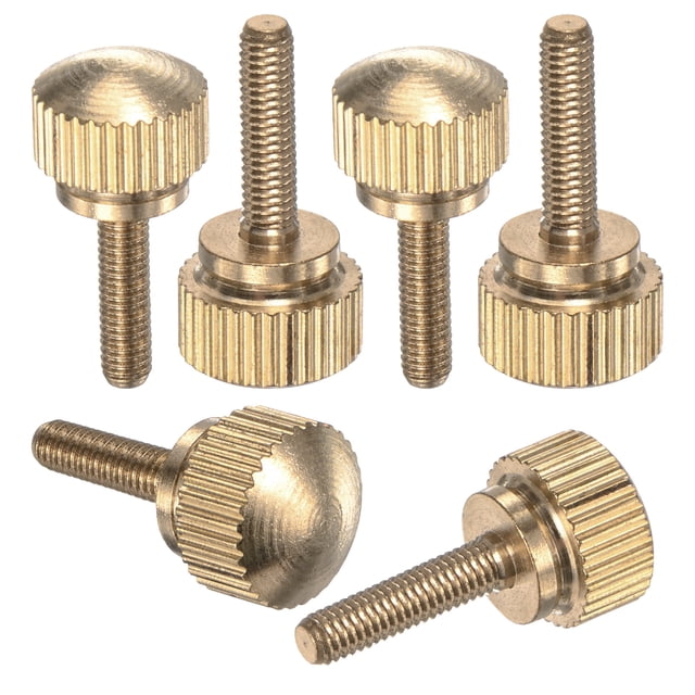 Uxcell 6-Pack Tornillos de Mariposa Estriados, M3x12mm Perillas de Cabeza Plana de Latón con Sujetadores de Agarre de Hombro